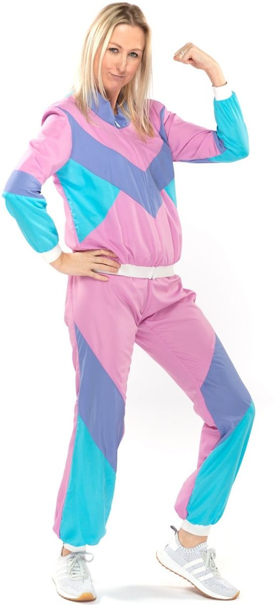 Grappig & Fout Kostuum | Fout 80s Trainingspak New Kids Jaren 80 Sandra | Vrouw | XXL | Carnaval kostuum | Verkleedkleding